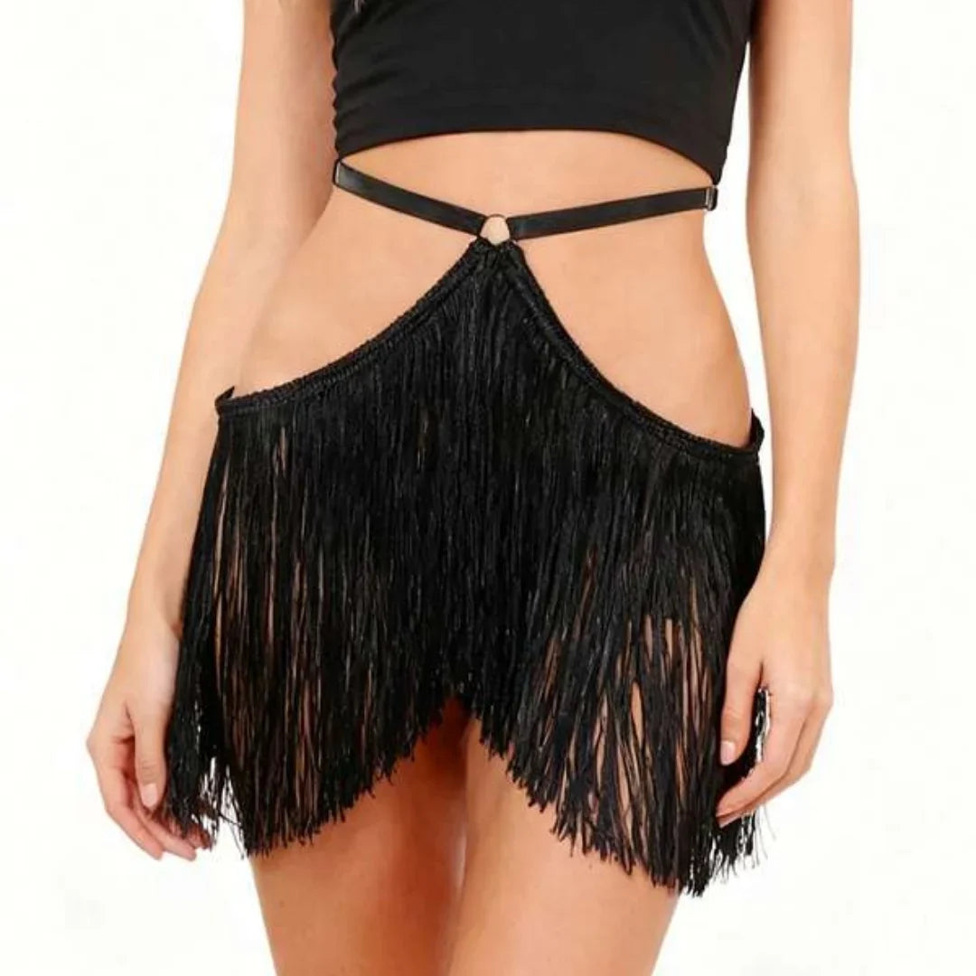 Women's Elastic Tassel Belt Party Dress Halloween Dance Costume Sexy