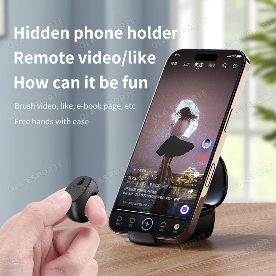 Bluetooth Fingertip Ring Remote – Selfie, Scroll & Camera Control