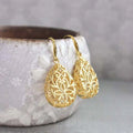 Huitan Gold Drop Earrings – Hollow Geometric Women's Jewelry