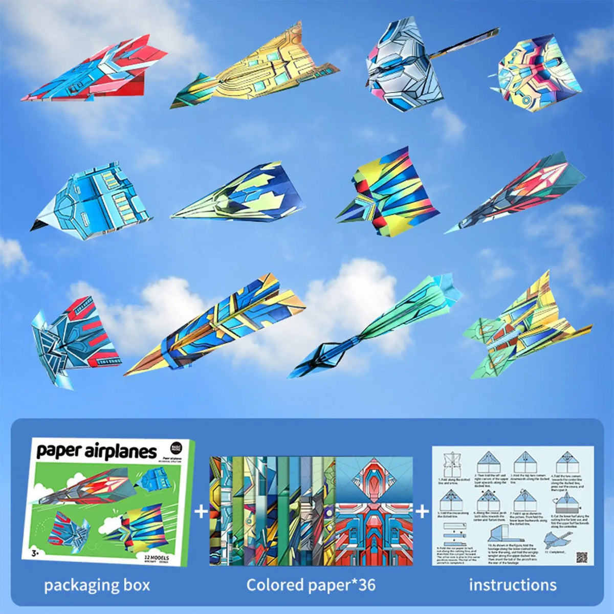 12-Pattern Paper Airplane Book | STEM Craft Kit for Kids & Adults