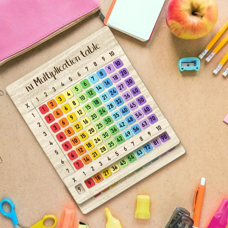 Colorful Wooden Multiplication Table Board | Math Learning Aid