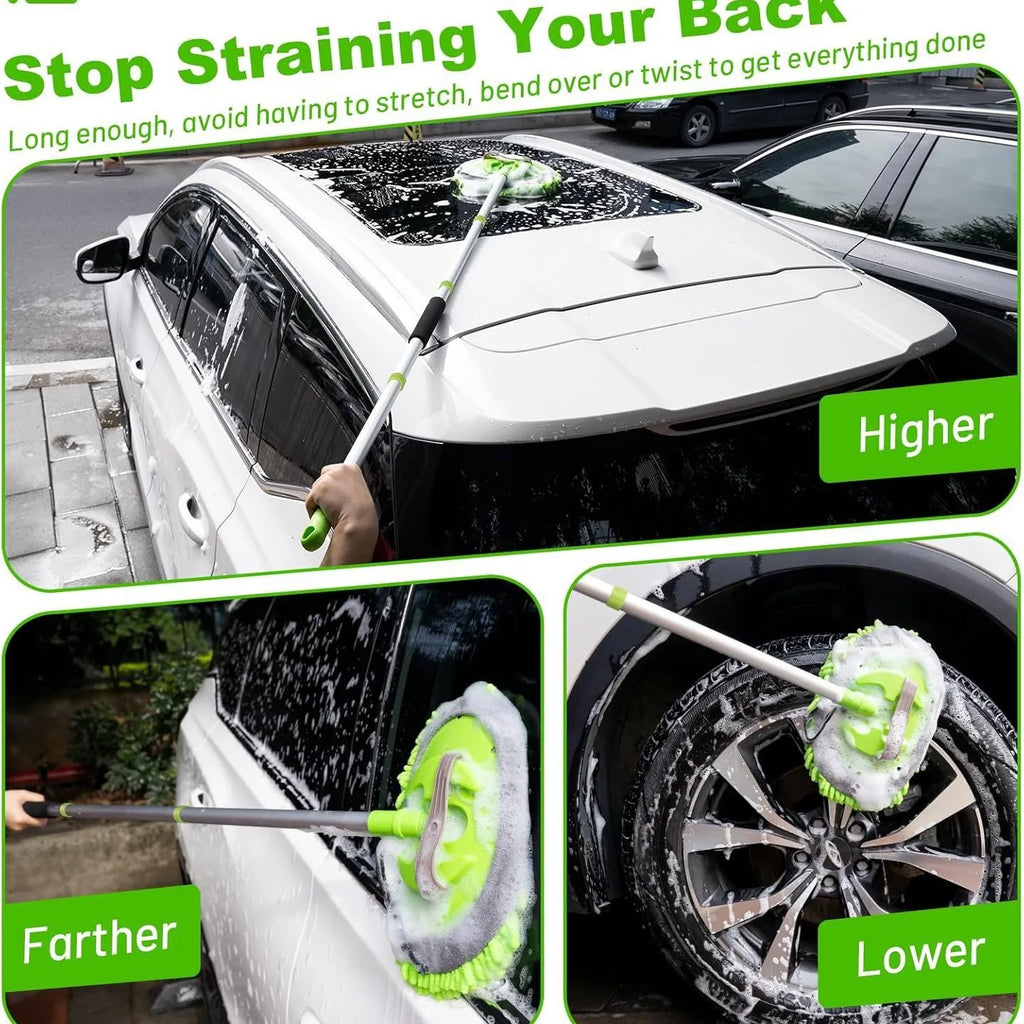 Green Chenille Car Wash Mop – Extra-Long 4-Section Detachable