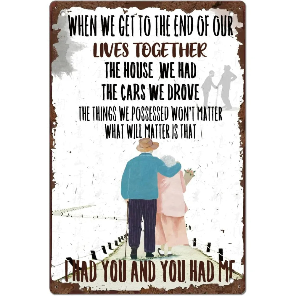 Vintage Couple Tin Sign – Heartfelt Metal Wall Art 8x12"