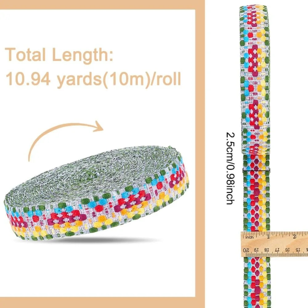 Jacquard Square Woven Ribbon 25mm – 10m Polycotton Craft Trim