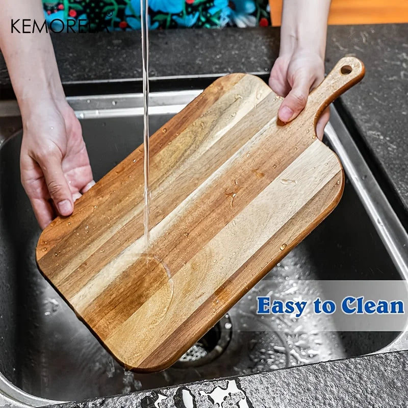 Acacia Wood Cutting Board with Handle | Butcher Block – 2 Sizes