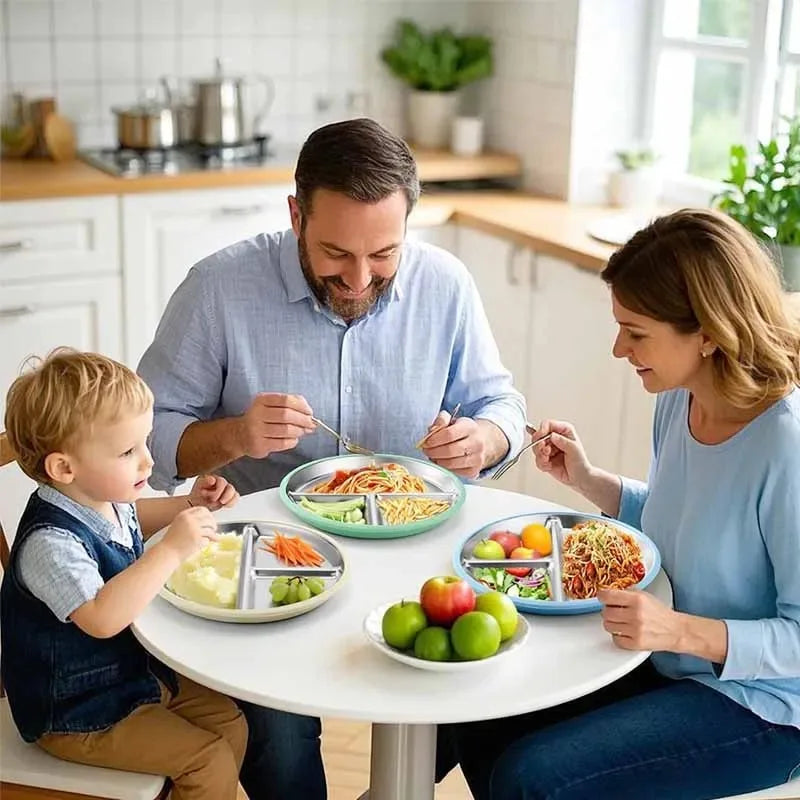 Stainless Steel Baby Suction Plate BPA-Free Silicone Base 9"