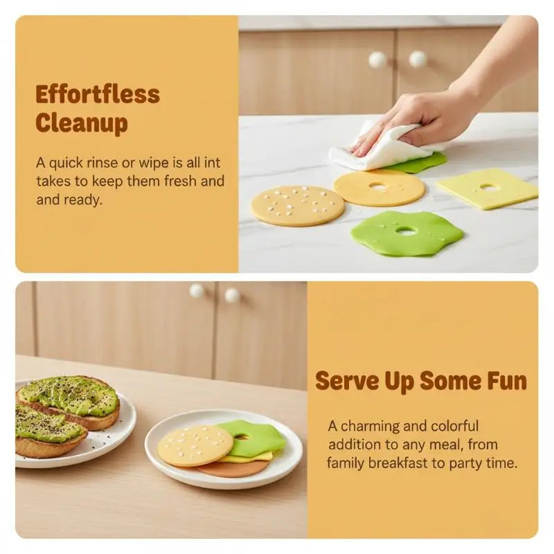 Burger-Shaped Silicone Coasters Set of 5 | Fun Table Decor