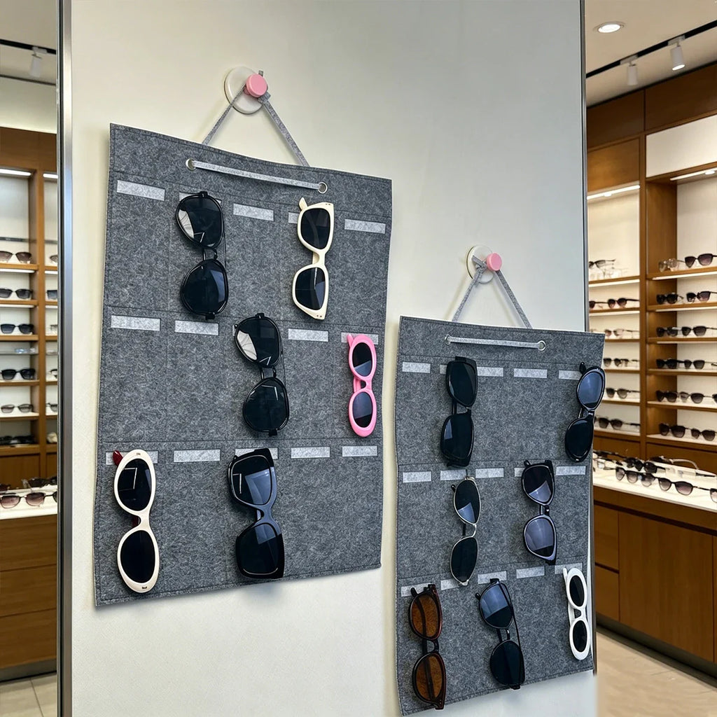Foldable Portable Gray Felt Glasses Storage Bag Saves Space 15