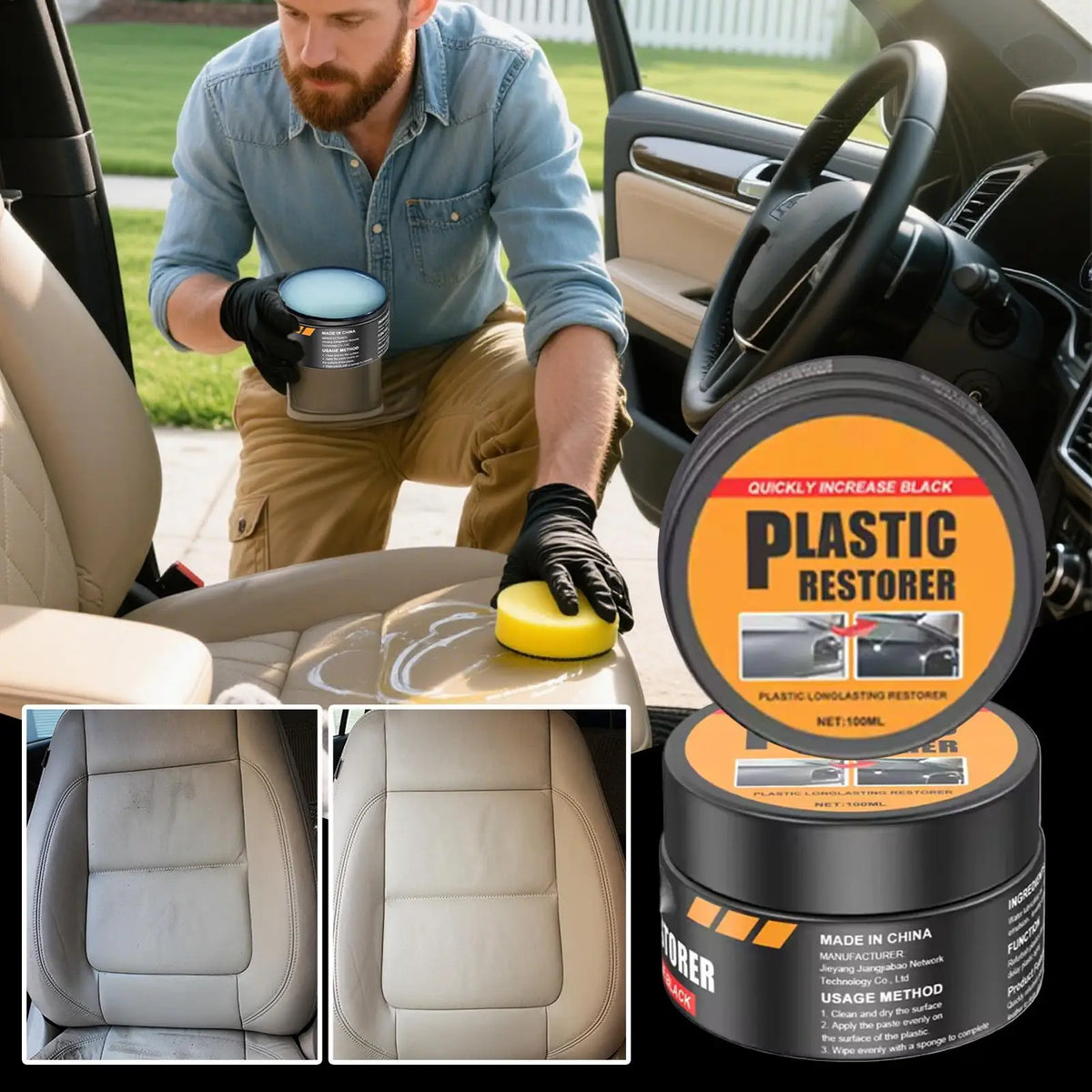 Leather Restorer Paste Renewal Wax Car Interior Care Cleaning Cream