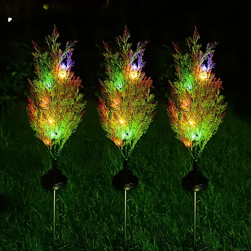 Solar Pine & Cypress Tree Garden Stake Lights – Waterproof LED