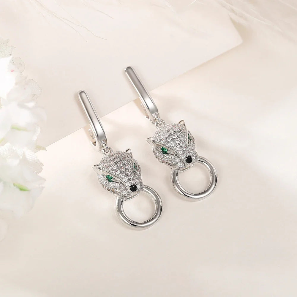 Huitan Leopard Green Eyes CZ Drop Earrings – Hip Hop Rock