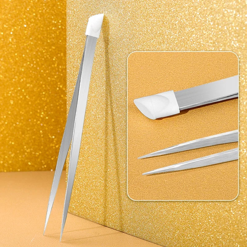 Nail Art Tweezers Silicone Tip – Rhinestone & 3D Sticker Picker