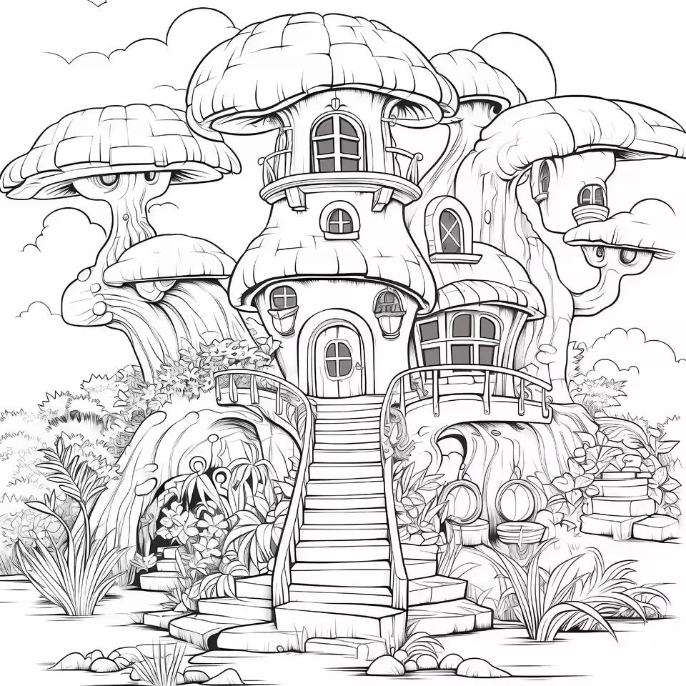 Picture Books Adults Coloring Fantastic Tree House 20 Page Perfect