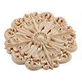 Retro Unpainted Wood Round Applique – Wall, Door & Furniture Decor