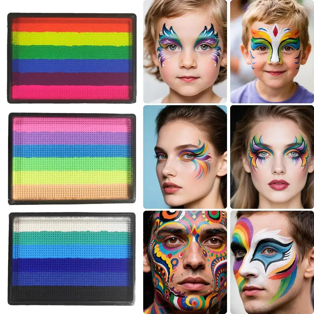 Rainbow Face & Body Paint Palette – 25g Washable Split Cake