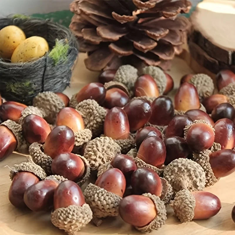 50 Pcs Faux Acorns – Autumn Vase Filler & Wreath Ornaments