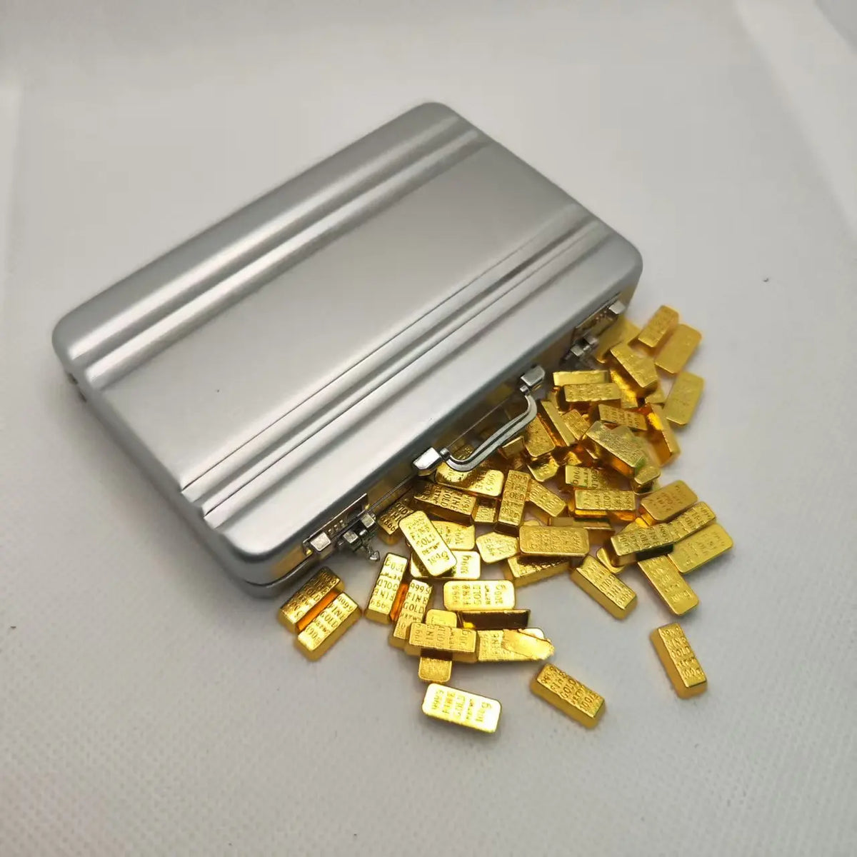 60-Pc Mini Gold Bar Set with Briefcase | 24K Gold-Plated Decor