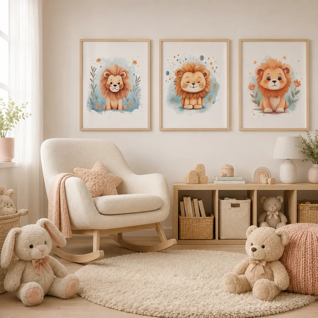 Nordic Lion Canvas Wall Art for Nursery & Kids Room | TAAWAA