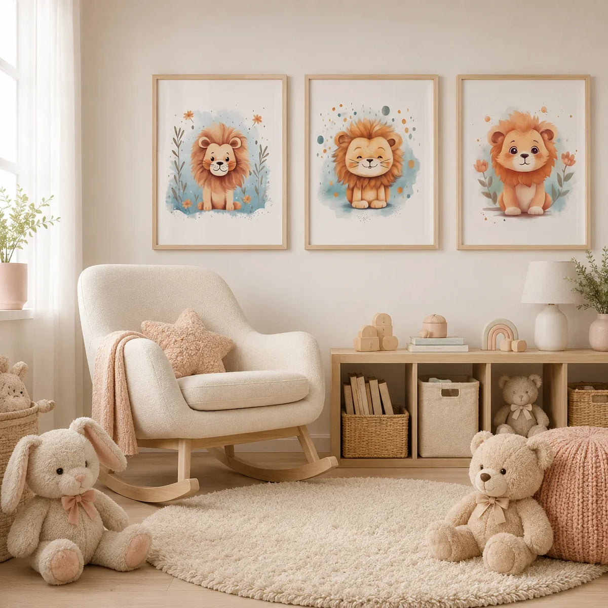 Nordic Lion Canvas Wall Art for Nursery & Kids Room | TAAWAA