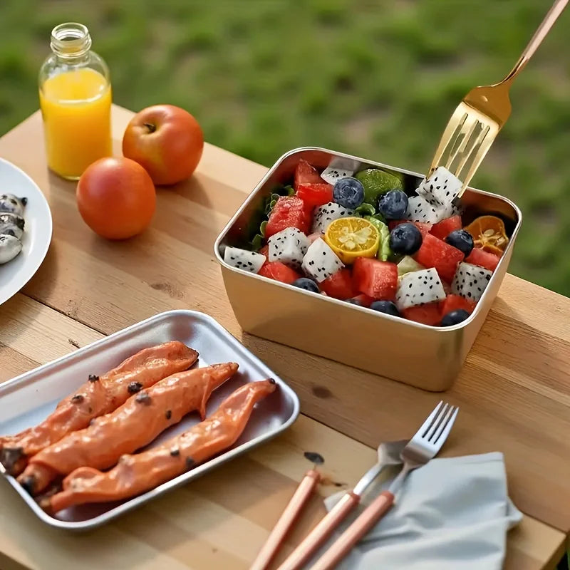 Stainless Steel Food Storage Containers 6 Leak-proof Stackable Lids