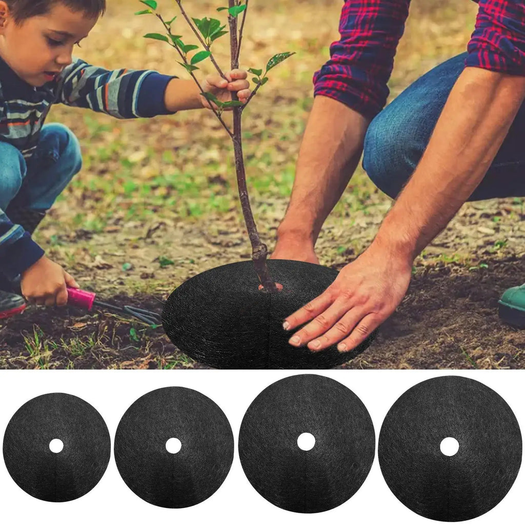 10-Pack Non-Woven Tree Mulch Rings – Weed Barrier & Root Guard