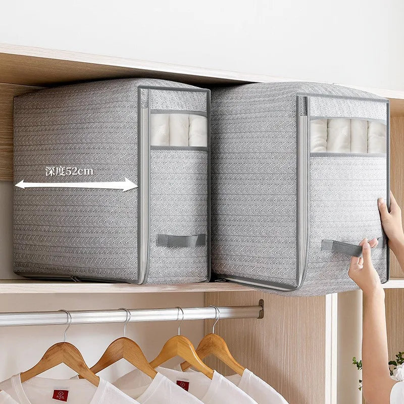 Gray Waterproof Clothes & Quilt Storage Bag with Window S/M/L