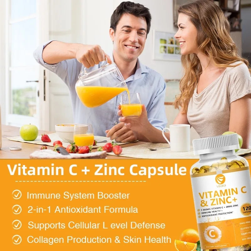 VitaKit Vitamin C 1000mg + Zinc 20mg – 120 Vegan Capsules