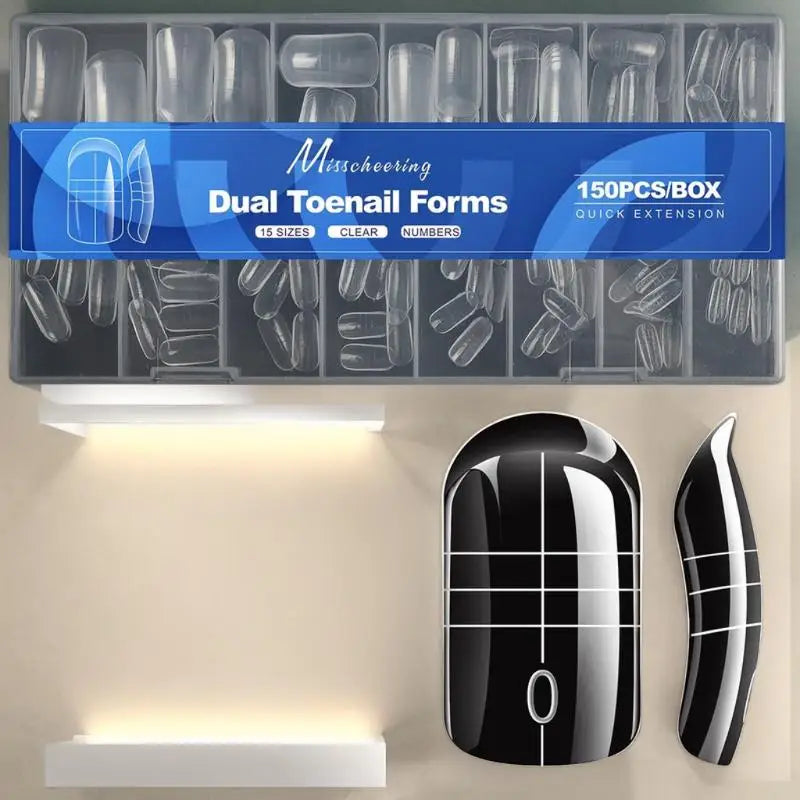 150-Piece Full Cover Toenail Extension Molds – 15 Sizes