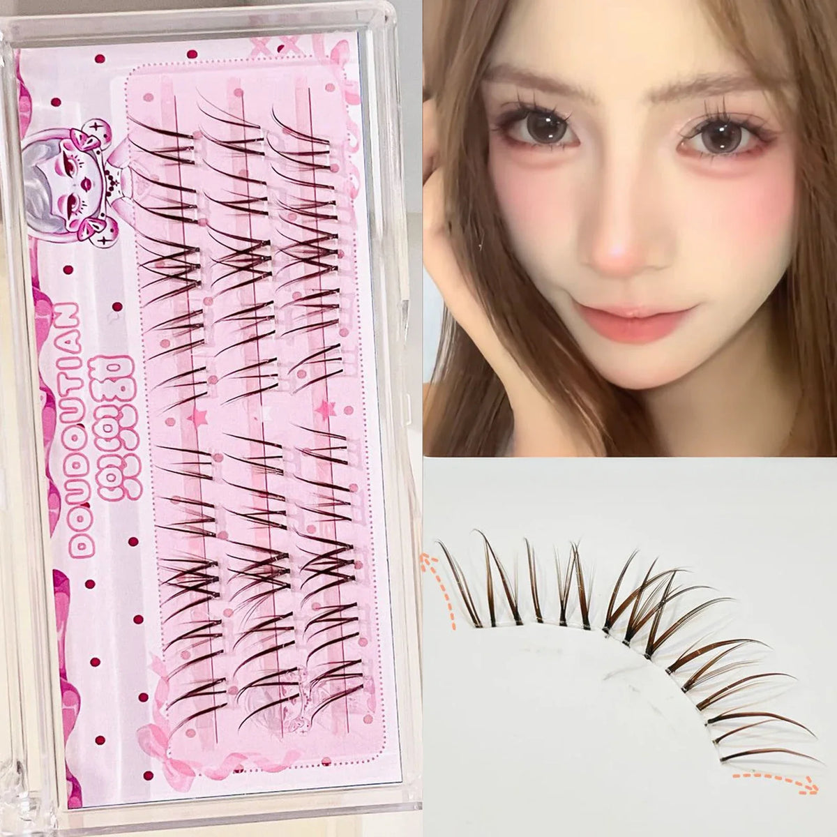 Sweet Brown Wispy False Eyelashes | Natural Manga Style 7-12mm