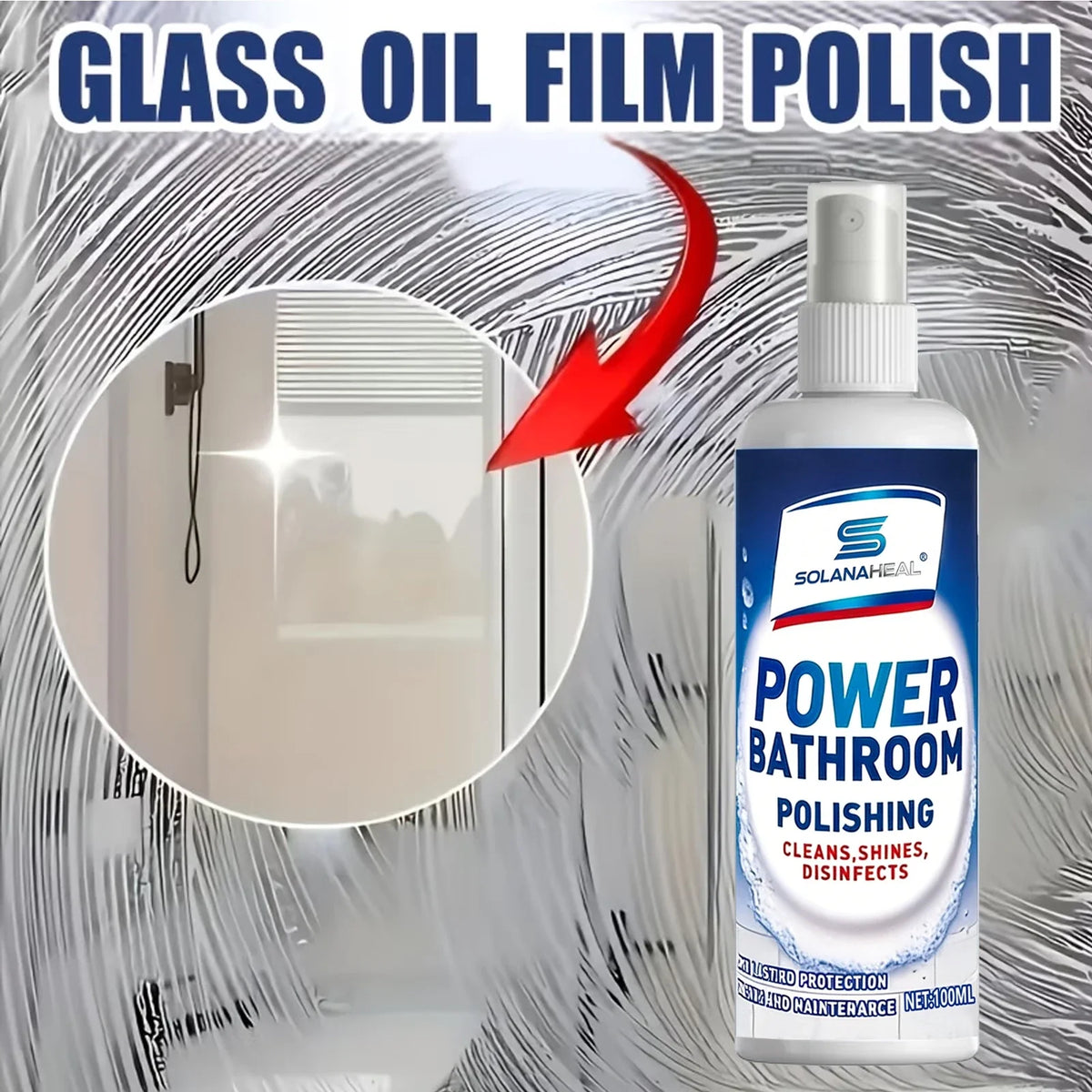 Power Bathroom Polishing Spray – Cleans, Shines & Disinfects