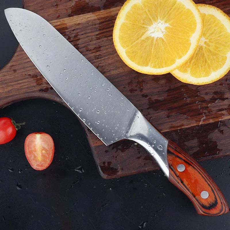 Professional 6.5-Inch Chef's Knife – Stainless Steel Wood Handle