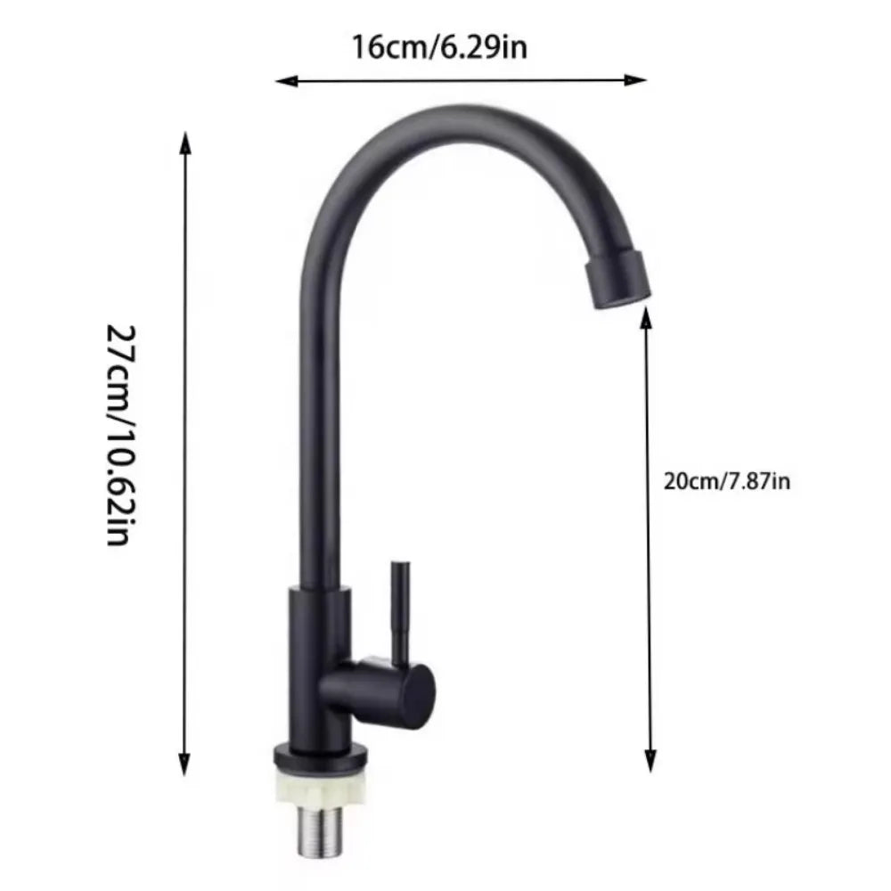 Universal Plastic Kitchen Faucet Rotating Black Single Cold Water