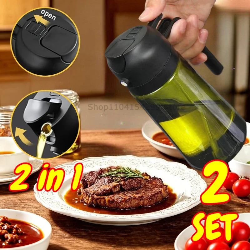 2-in-1 Oil Sprayer & Dispenser Bottle 470ml | Air Fryer BBQ