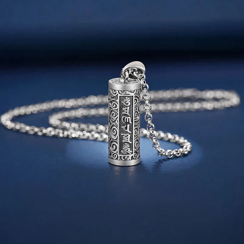 Copper Silver Cylinder Keepsake Pendant Necklace | Pill Box