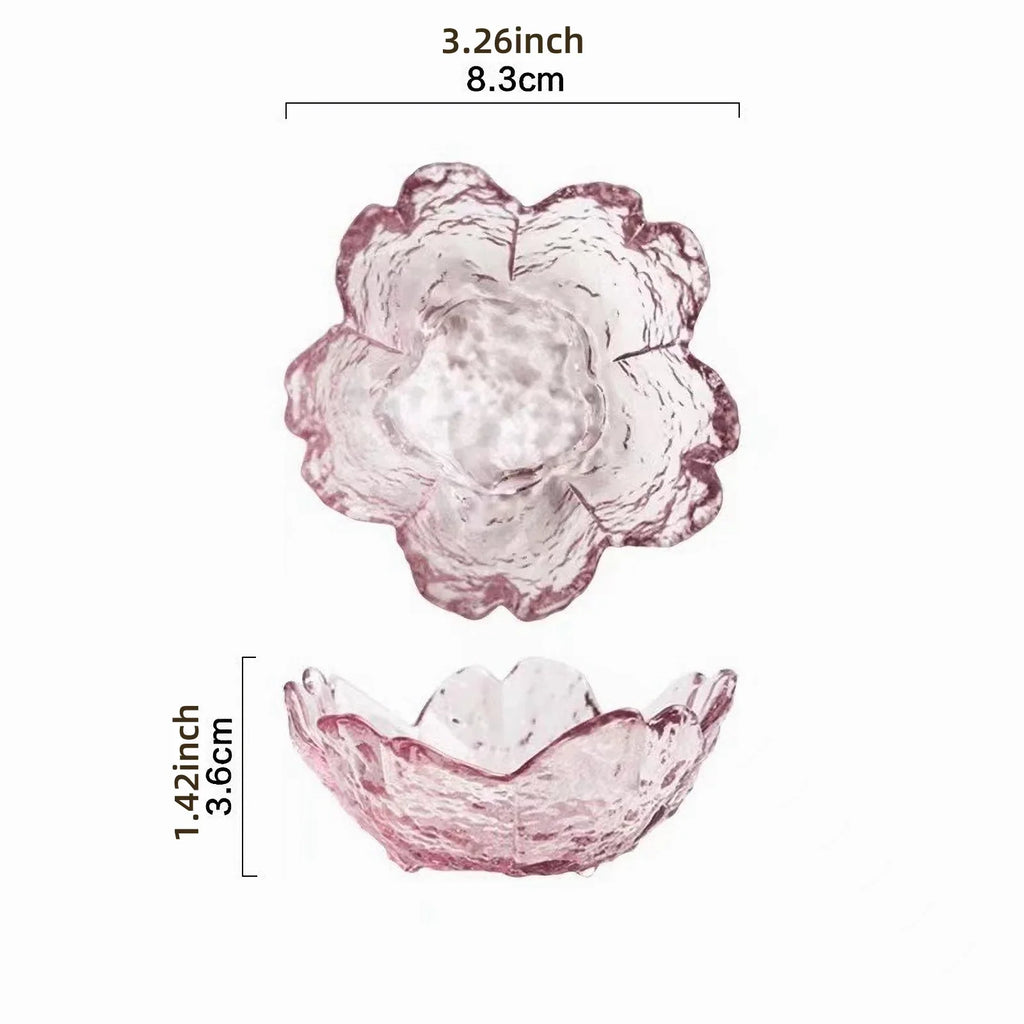 Pink Glass Bowls 3 6 Small Dip Sauce Plates Japanese Sakura Flower