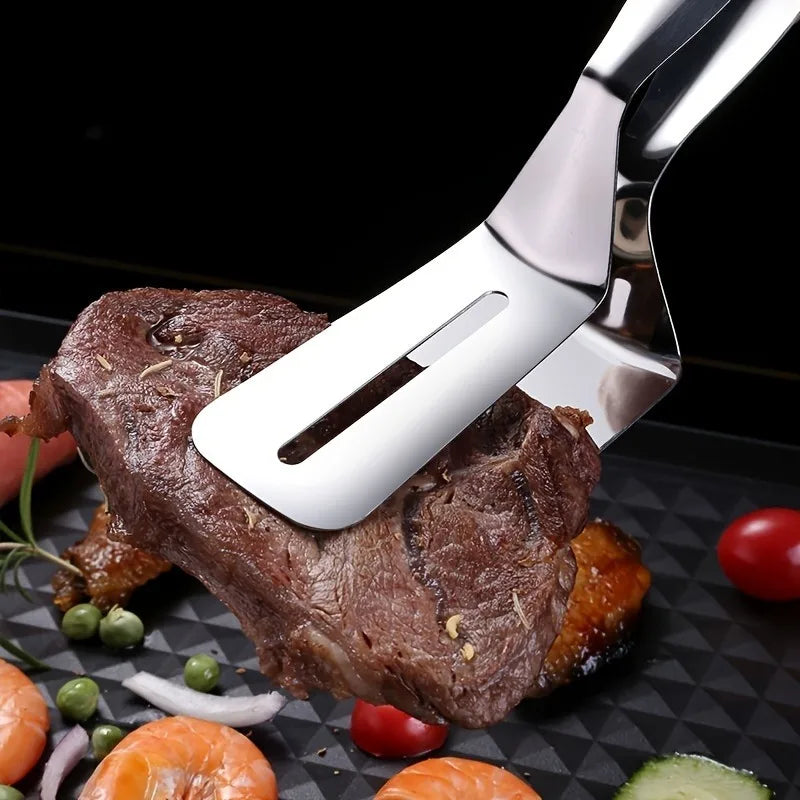 1 Stainless Steel Steak Clips Multifunctional Spatula Double-sided