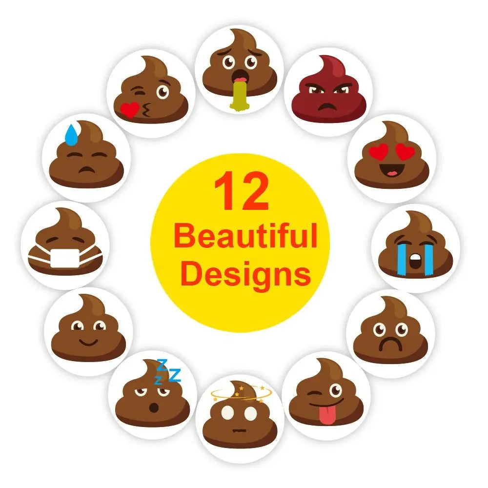500pcs Poop Emoji Self-Adhesive Stickers – 1" Funny Roll