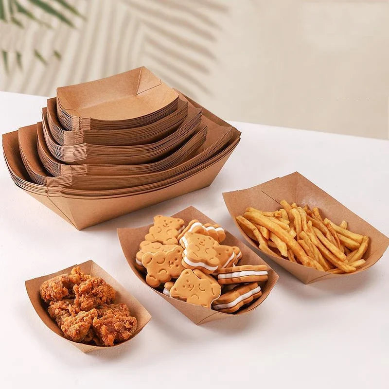 50-Pack Disposable Wooden Sushi Boat Plates | Party Tray Set