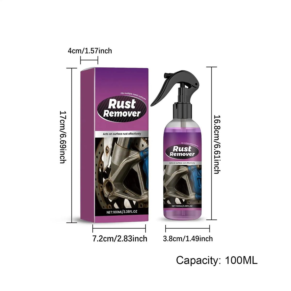 Metal Rust Remover Spray 100ml | Iron Converter for Car & Marine
