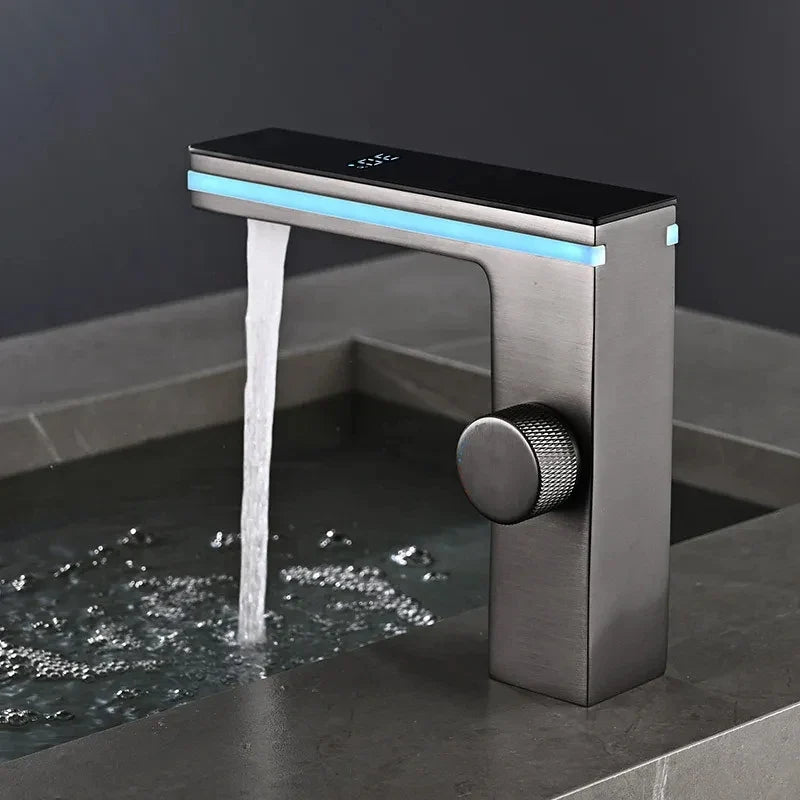 LED Digital Display Brass Basin Faucet | Hot & Cold Mixer Tap
