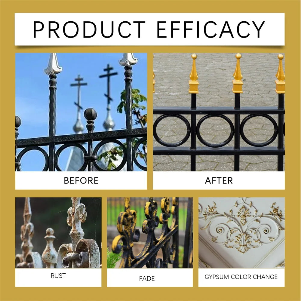 Water-Based Metallic Gold Paint | Outdoor Anti-Corrosion Finish