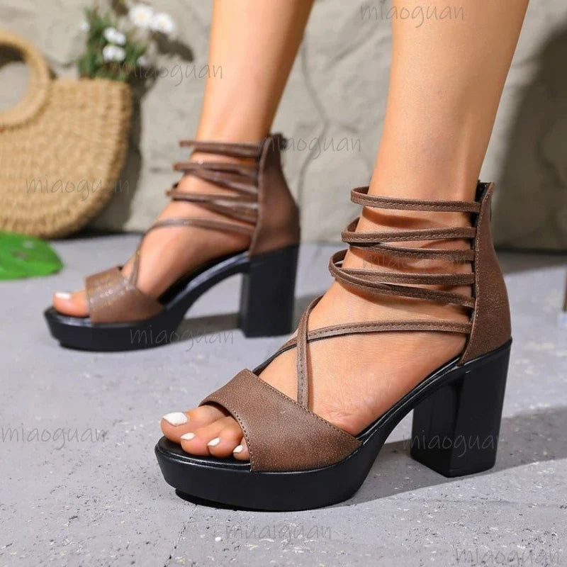 Women's Open-Toe Roman High Heel Sandals – Party Pumps