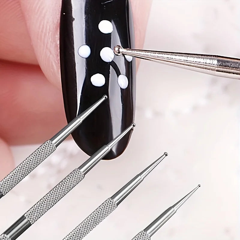 Dual-End Stainless Steel Nail Dotting & Rhinestone Pen Set