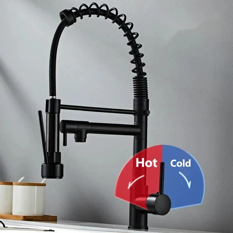 All-Copper Pull-Down Spring Kitchen Faucet | Hot Cold & Purified