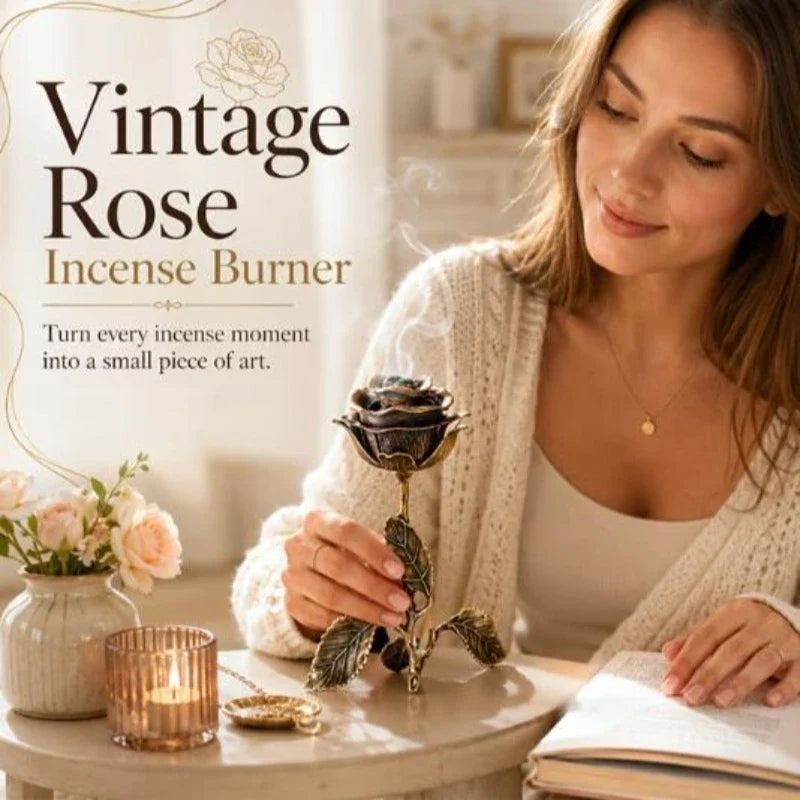 Antique Rose Incense Burner | Vintage Metal Aromatherapy Diffuser