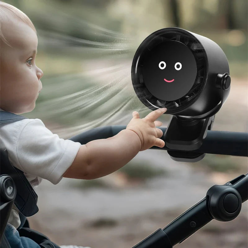 URGGU Smiling Face Clip Fan – USB Rechargeable, 5 Speeds
