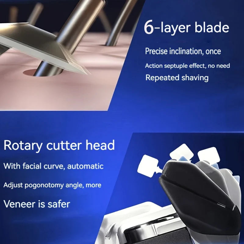Men's 6-Blade Manual Razor | Non-Slip Handle & Refills