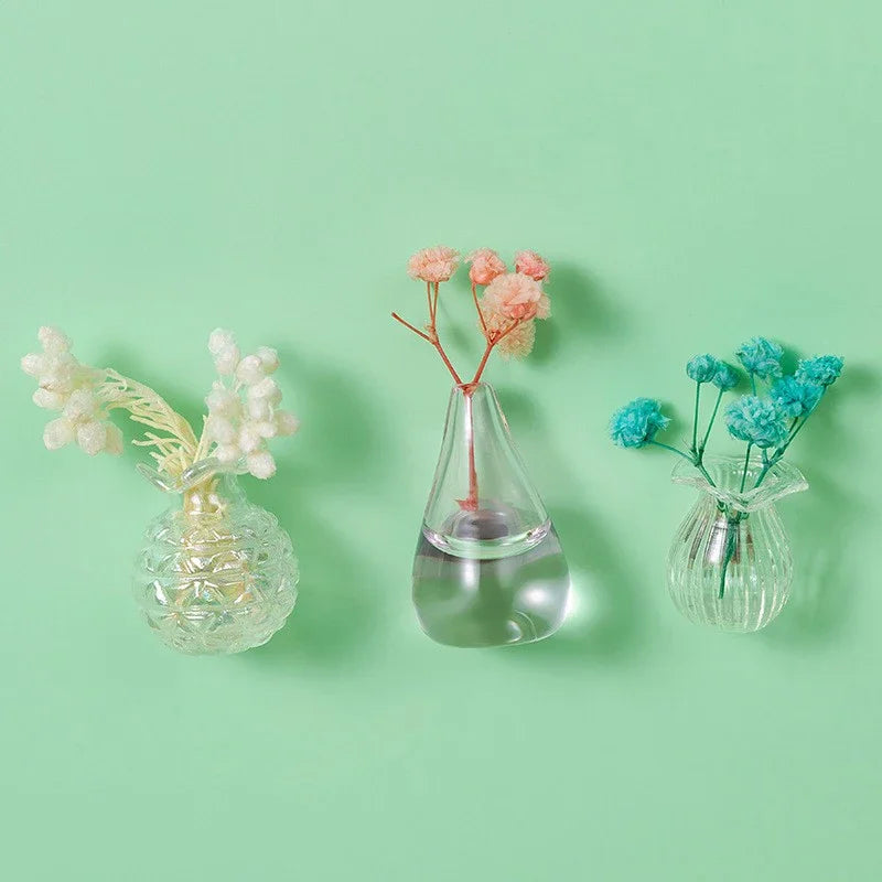 DIY Mini Glass Vase Fridge Magnet Porcelain Flower Plant Message