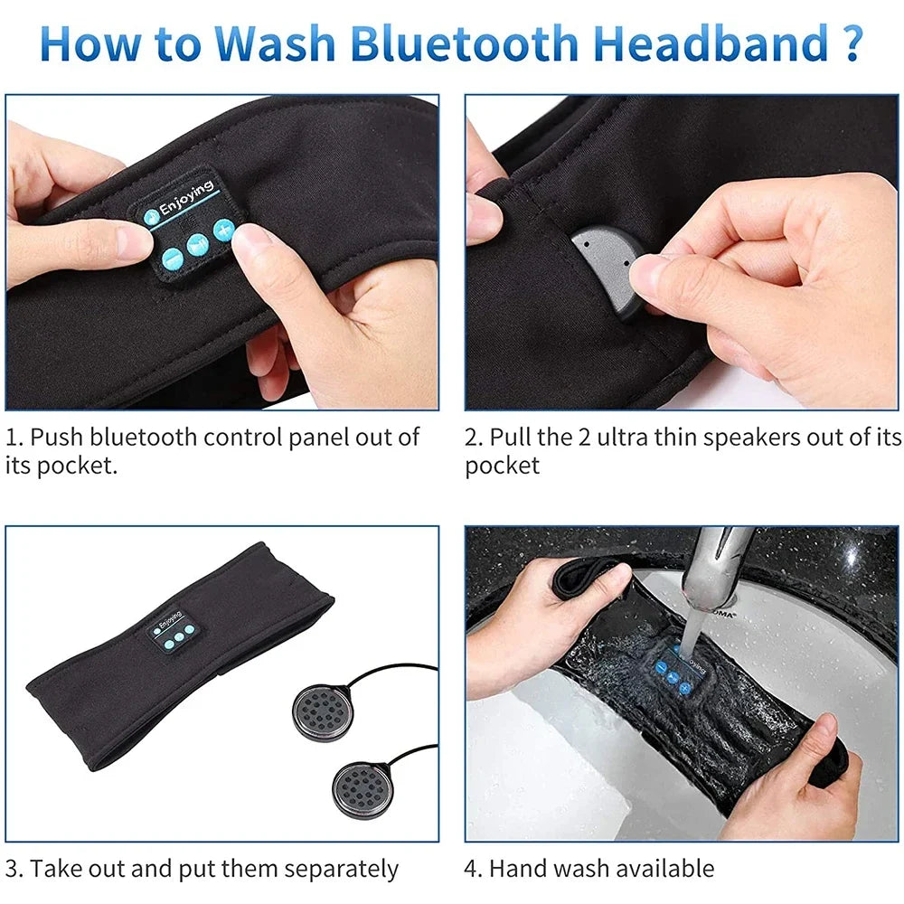 HUAWEISHI Bluetooth 5 4 Earphones Sports Sleeping Headband Elastic