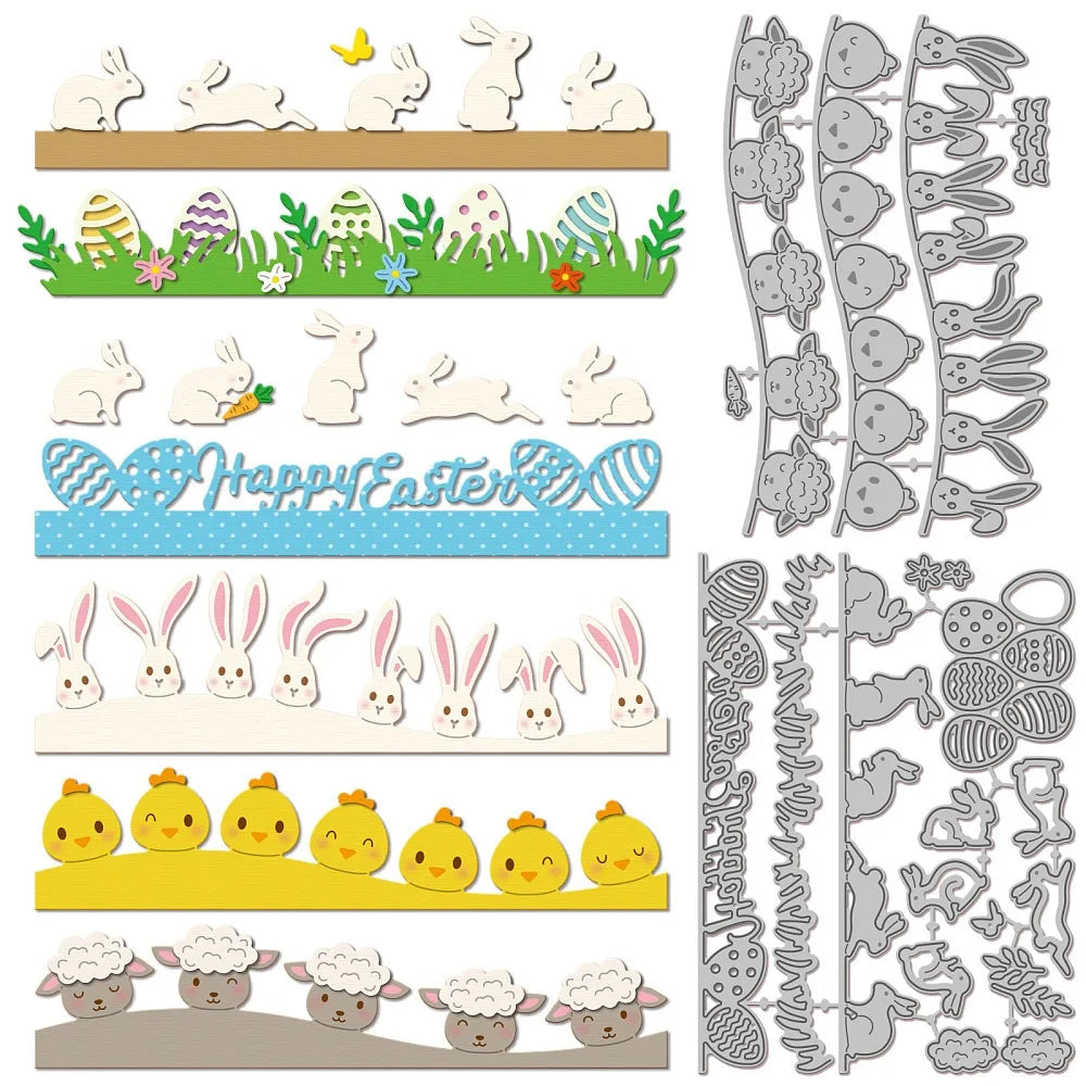 Easter Egg Chick Rabbit Carbon Steel Cutting Dies – 2pc Set